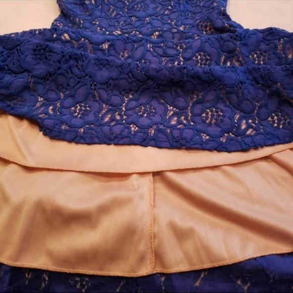 Jodi Kristopher Blue Lace Dress 5 Sleeveless - Picture 5 of 7